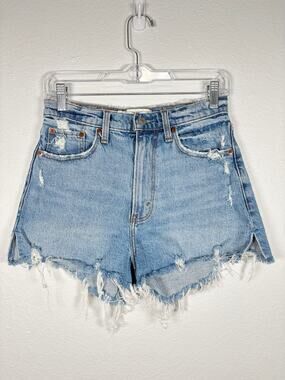 Abercrombie & Fitch Distressed High Waisted High Rise Curve Love Mom Shorts